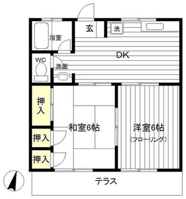 第二ハイツ伊藤(2DK/2階)の間取り写真