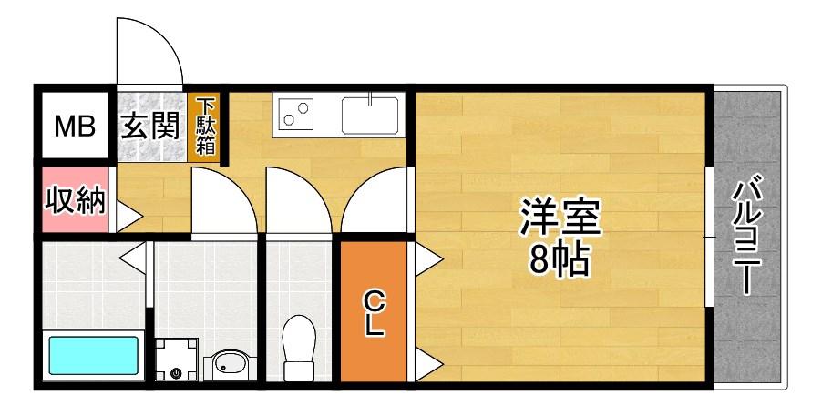 パーチェ伊加賀本町(1K/1階)の間取り写真
