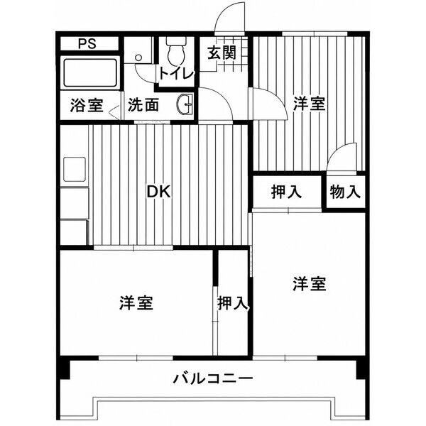 TMビル(3DK/4階)の間取り写真
