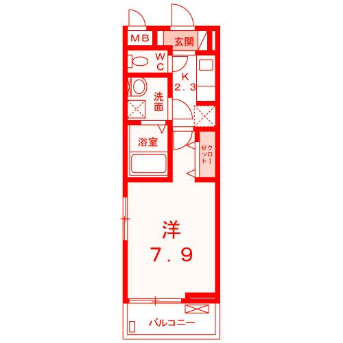 プレアデス(1K/2階)の間取り写真
