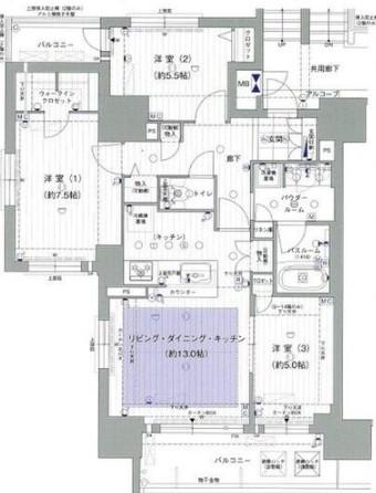 プレサンスロジェ丸の内テラス(3LDK/15階)の間取り写真