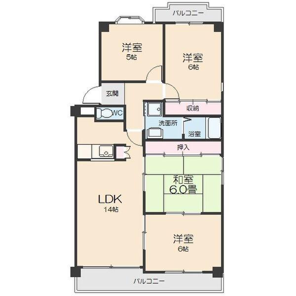 いづみハイツ平池(4LDK/2階)の間取り写真
