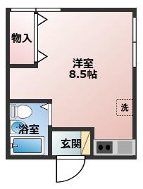 ふくや荘(ワンルーム/1階)の間取り写真