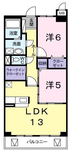 グランド・サン・フローラM(2LDK/2階)の間取り写真