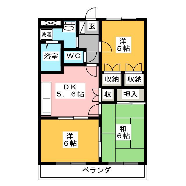 グレース南A(3DK/2階)の間取り写真