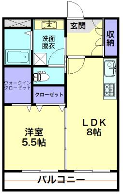 ロイヤル末広(1LDK/2階)の間取り写真