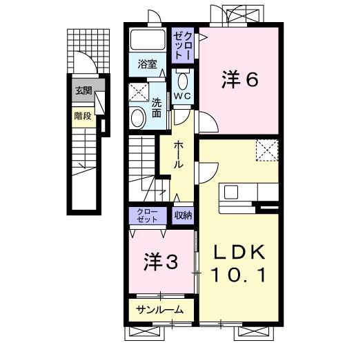 シンフォニー(2LDK/2階)の間取り写真
