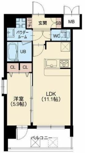 スプランディッド梅田北(1LDK/2階)の間取り写真