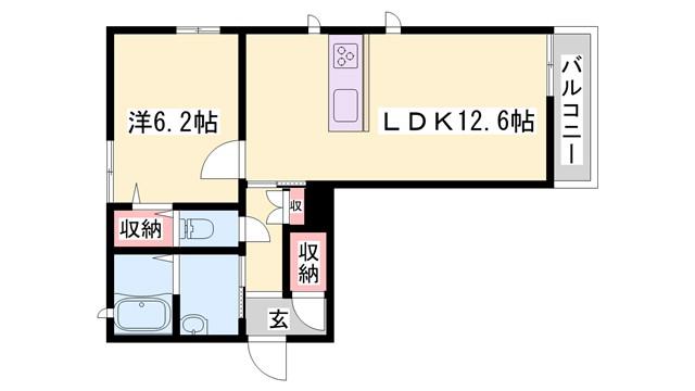 セントリビエ下滝野C(1LDK/3階)の間取り写真