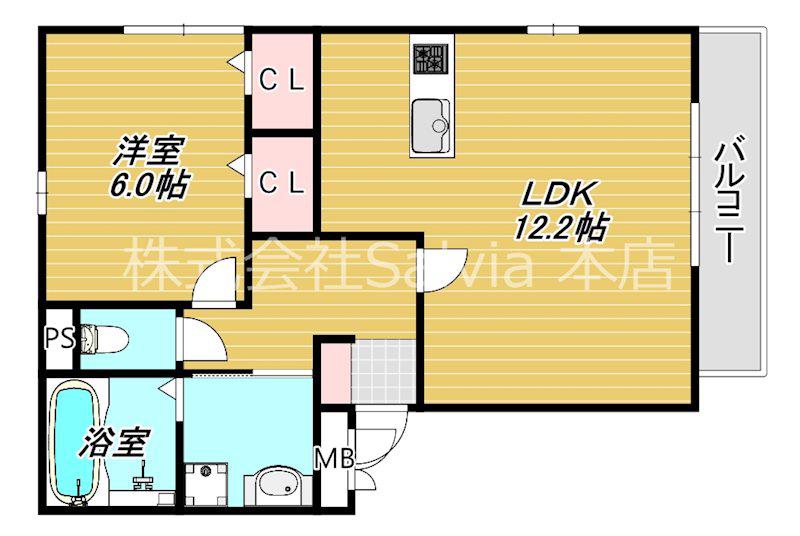 リヴィエール諏訪ノ森(1LDK/2階)の間取り写真