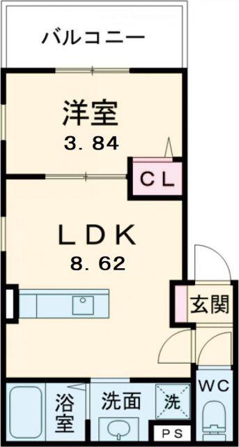 ルピナス・ルート(1LDK/2階)の間取り写真
