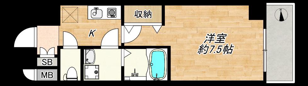 MESSAGE九条みなと通(1K/8階)の間取り写真