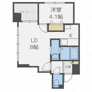 PRIVE菊水(1LDK/3階)の間取り写真