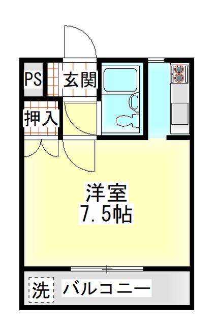 コーポアフィニス(1K/2階)の間取り写真