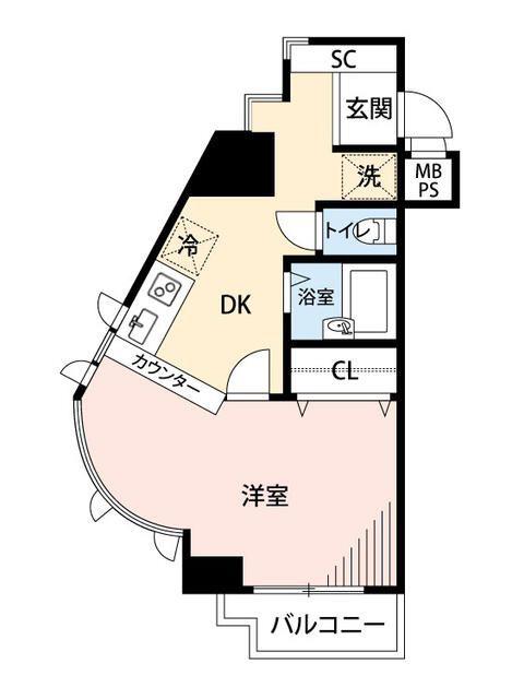 マイナビSTAY下北沢レジデンス(1DK/4階)の間取り写真