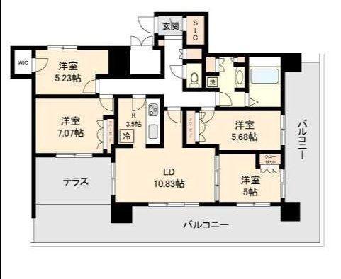 リボンシティコミュニティ(4LDK/12階)の間取り写真