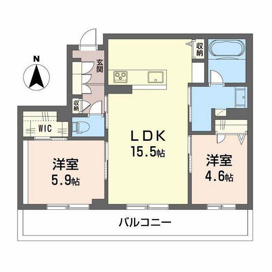 オースピシャス大安寺(2LDK/2階)の間取り写真