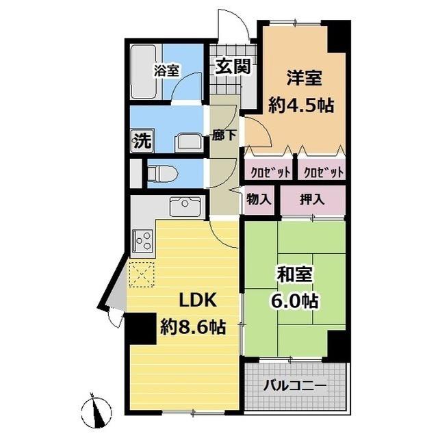 メゾンみなもと(2LDK/2階)の間取り写真