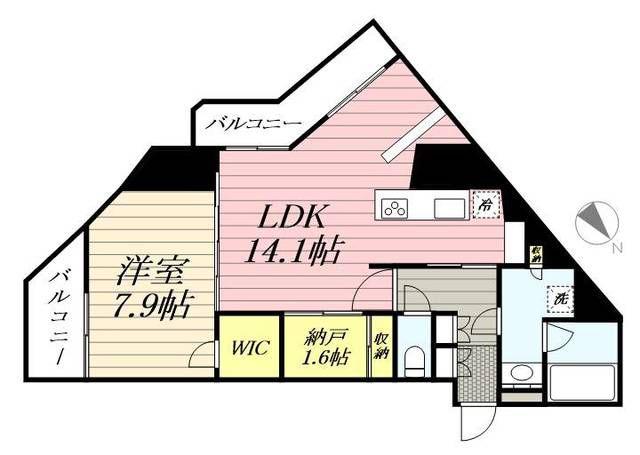 GRAN PASEO麻布十番(1LDK/3階)の間取り写真