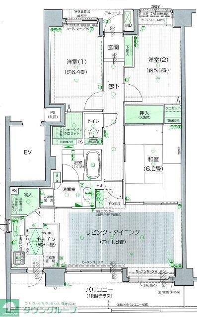 グラン・コート習志野駅前(3LDK/6階)の間取り写真