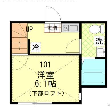 グランドゥール横浜(1K/1階)の間取り写真