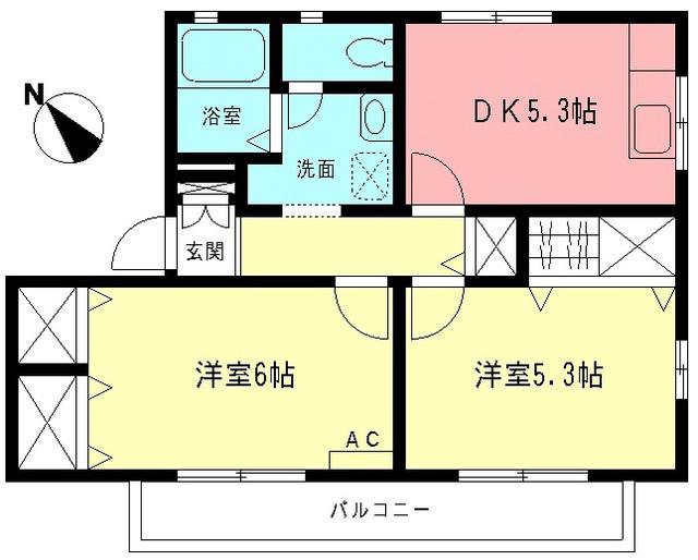 ファミールK(2DK/2階)の間取り写真