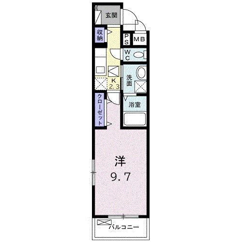 ベルセゾン(1K/2階)の間取り写真
