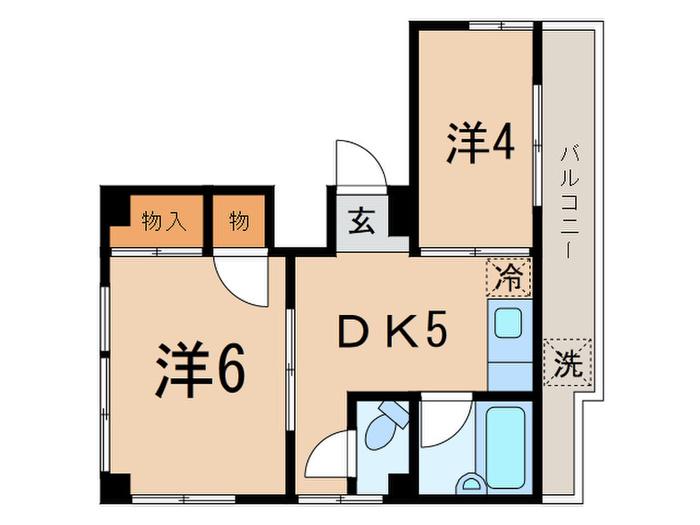 コーポサンライズ(2DK/3階)の間取り写真
