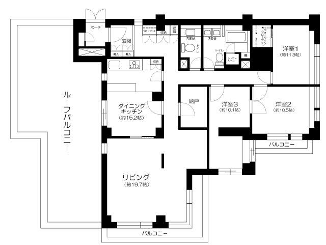 クレードルパレス柿ノ木坂(3SLDK/3階)の間取り写真