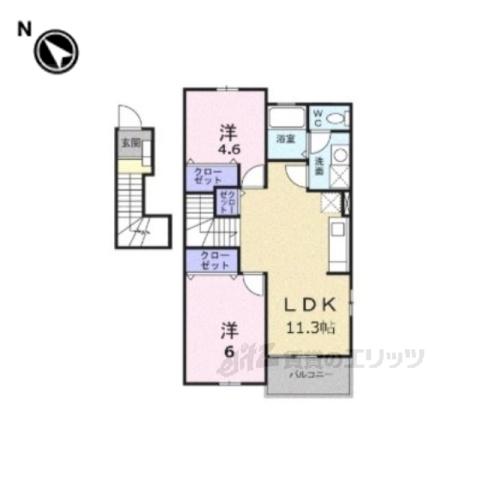 フォンテーヌ N-Ⅱ(2LDK/2階)の間取り写真