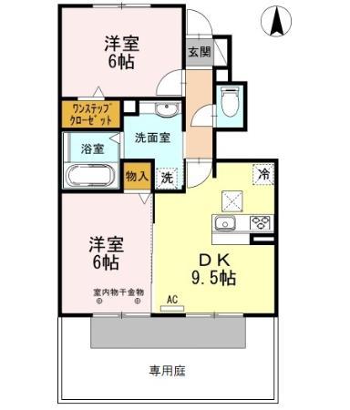 ナッシュビル(2LDK/1階)の間取り写真