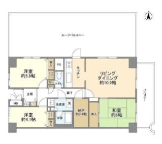 宇喜田ホームズ(3SLDK/10階)の間取り写真