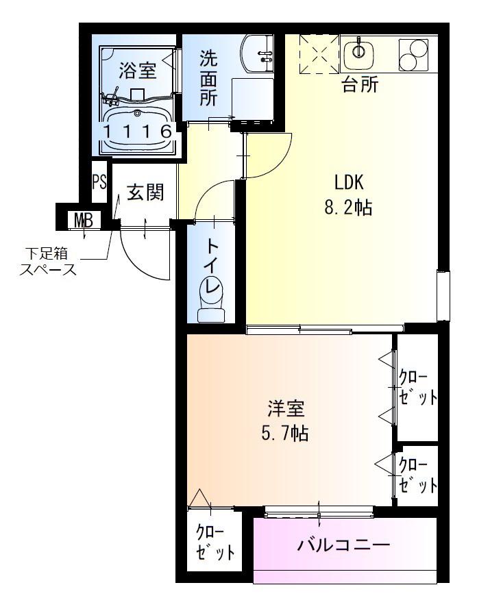 フジパレス武庫之荘東1番館(1LDK/1階)の間取り写真