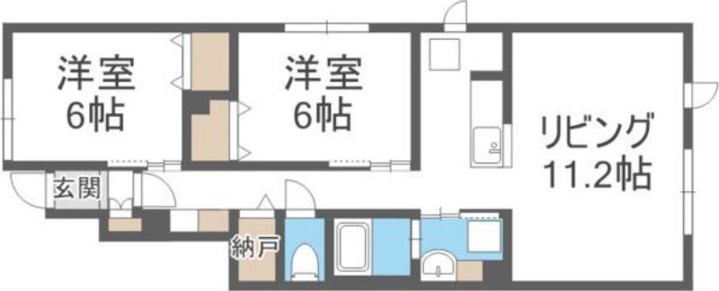 カーサノルテ手稲(2LDK/1階)の間取り写真