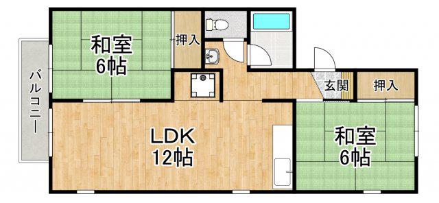 シャトードイワネI(2LDK/1階)の間取り写真