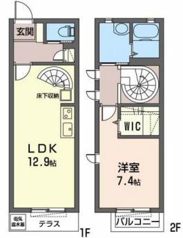 リシェス甲子園(1LDK/1階)の間取り写真