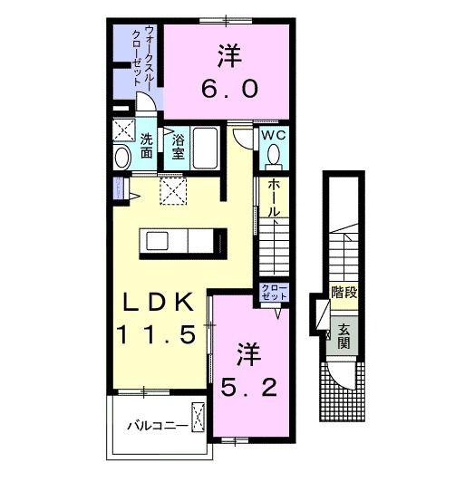 ベル フレーズ 10(2LDK/2階)の間取り写真