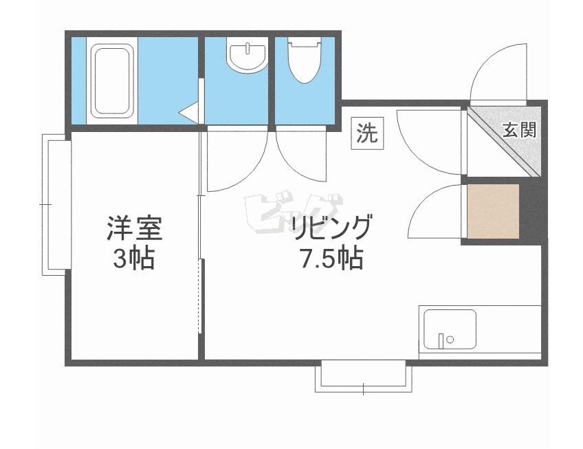 フロンティア宮の沢B(1DK/2階)の間取り写真