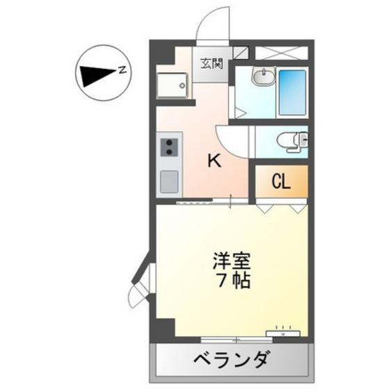 SUNCOAT観音(1K/1階)の間取り写真