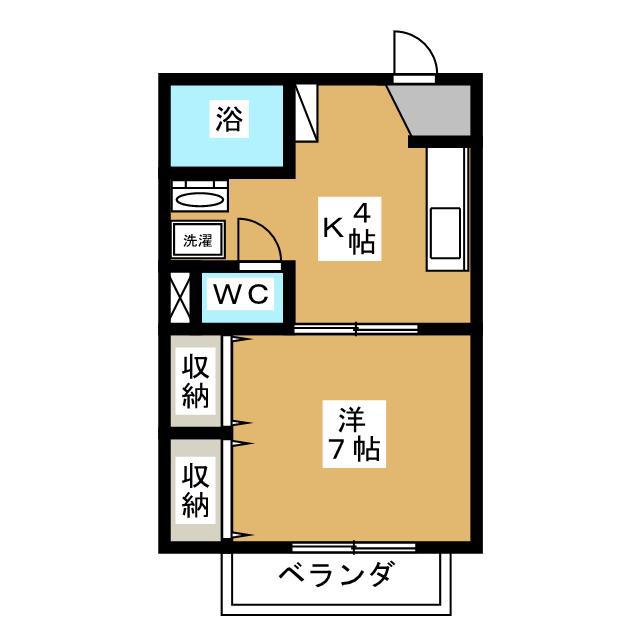 リュミエール中田B(1K/1階)の間取り写真