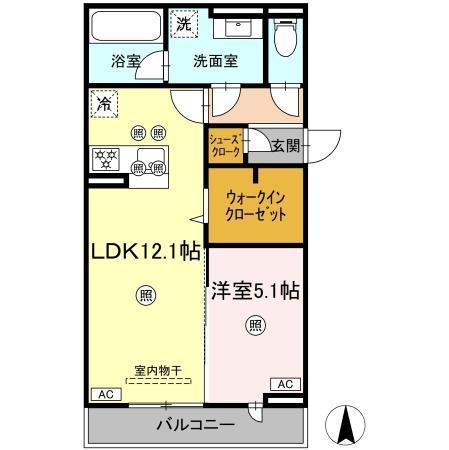 LUVERIA(1LDK/2階)の間取り写真