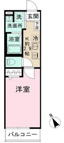 パルトネール市川(1K/1階)の間取り写真