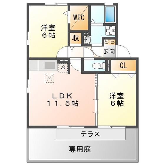 オエステ バージェ(2LDK/1階)の間取り写真