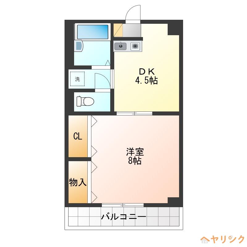 ヴィラ青嵐(1DK/2階)の間取り写真