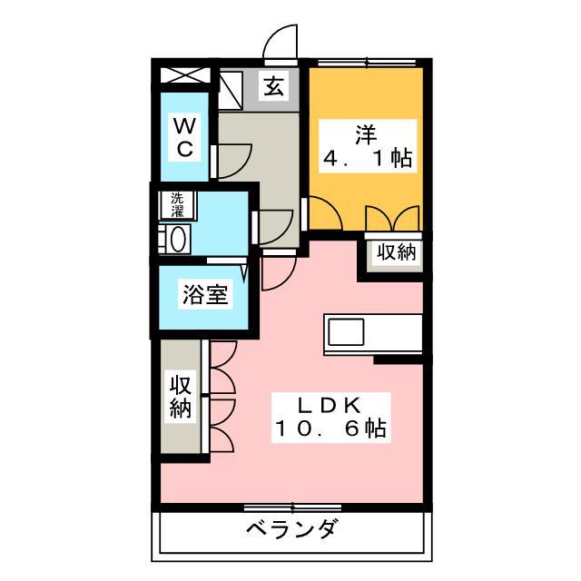 ヒールコート沢田(1LDK/3階)の間取り写真