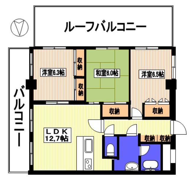 サンリットプレイス(3LDK/4階)の間取り写真