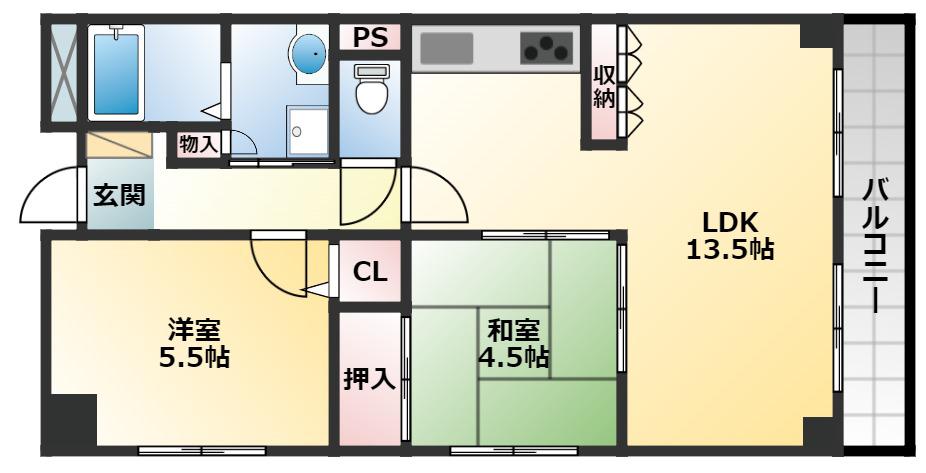 三宅アメニティーサンズ(2LDK/7階)の間取り写真