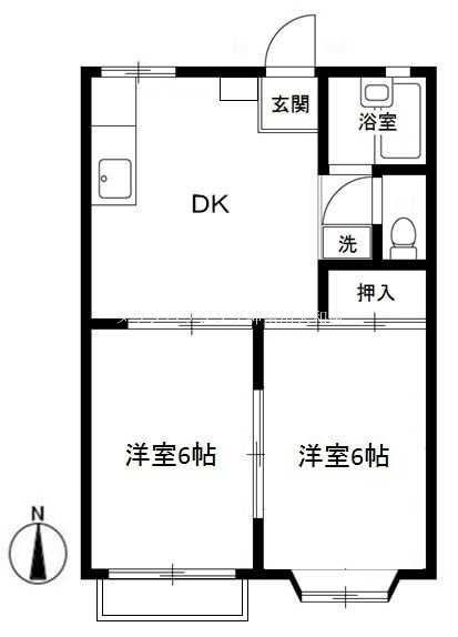クレールソシアA(2DK/2階)の間取り写真