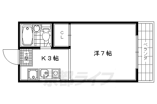 サンハイツ北山(1K/2階)の間取り写真