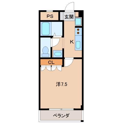 ＪＲ阪和線 紀伊駅 徒歩10分 2階建 築22年(1K/2階)の間取り写真